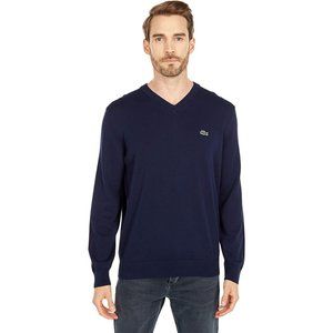Lacoste Long Sleeve Navy V-Neck Sweater